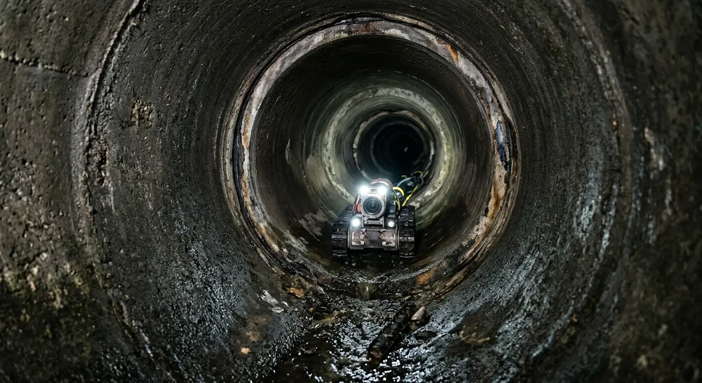 Robotic sewer camera inspecting pipe interior for Drain Snake Service in Eastern Goleta Valley